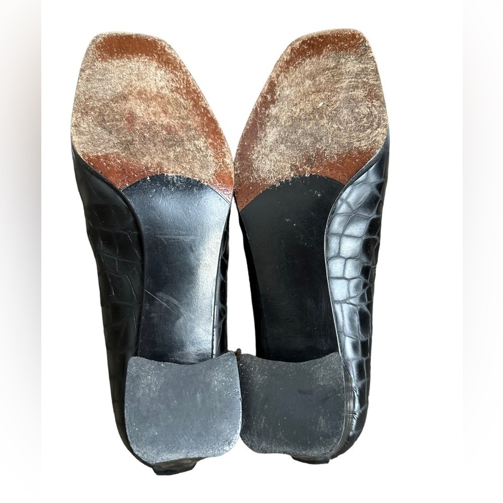 Stuart Weitzman Reptile Embossed Patent Leather Block Heel Loafers size 7.5 - Picture 7 of 9